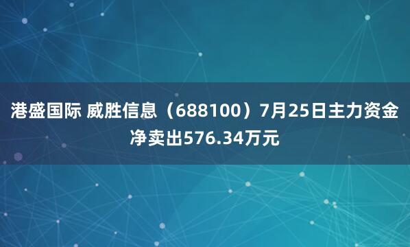 港盛国际 威胜信息（688100）7月25日主力资金净卖出576.34万元
